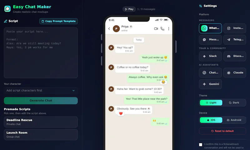 Easy Chat Maker screenshot 3