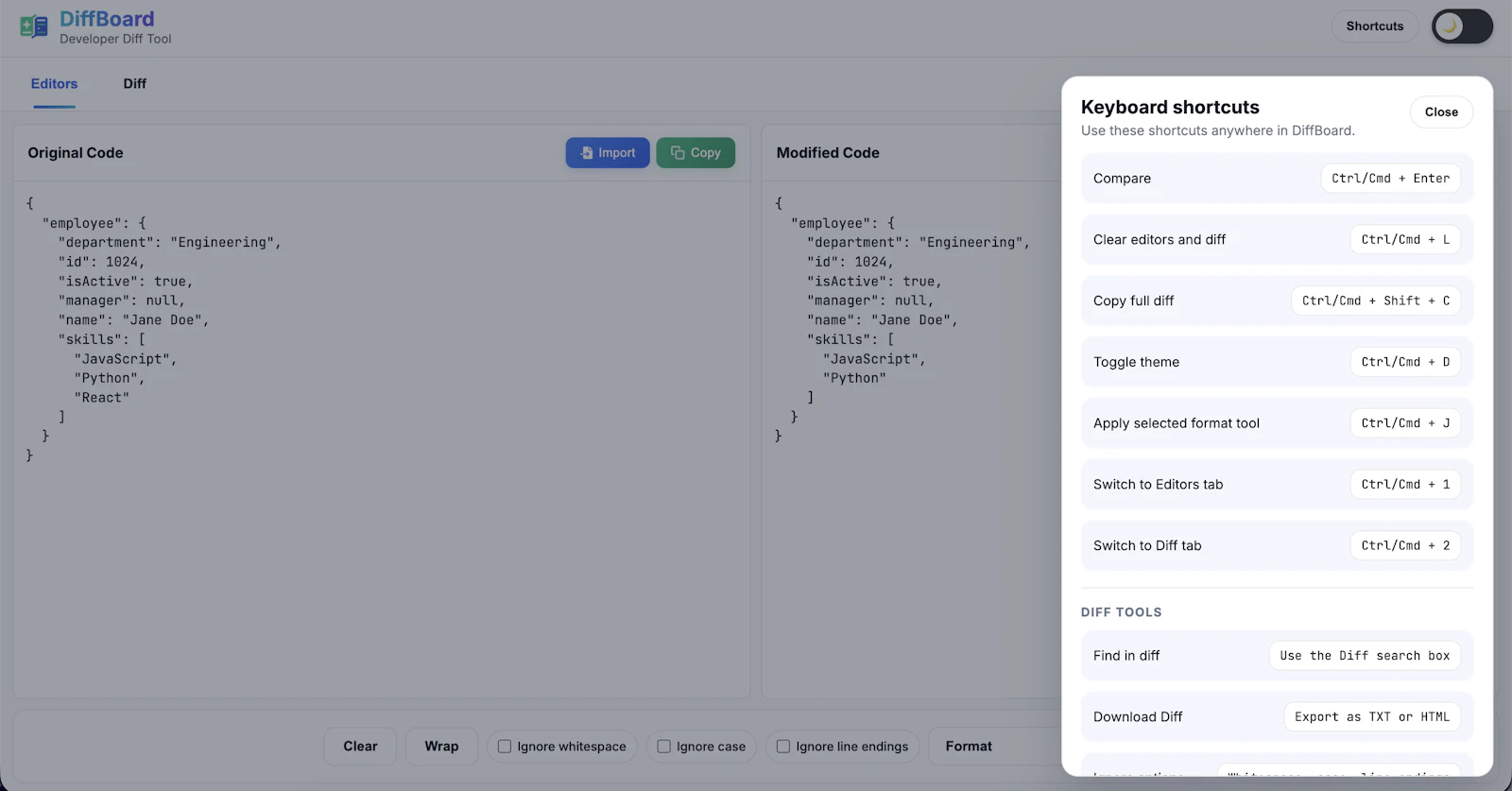 DiffBoard screenshot 2