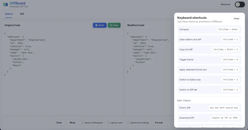 DiffBoard screenshot 2