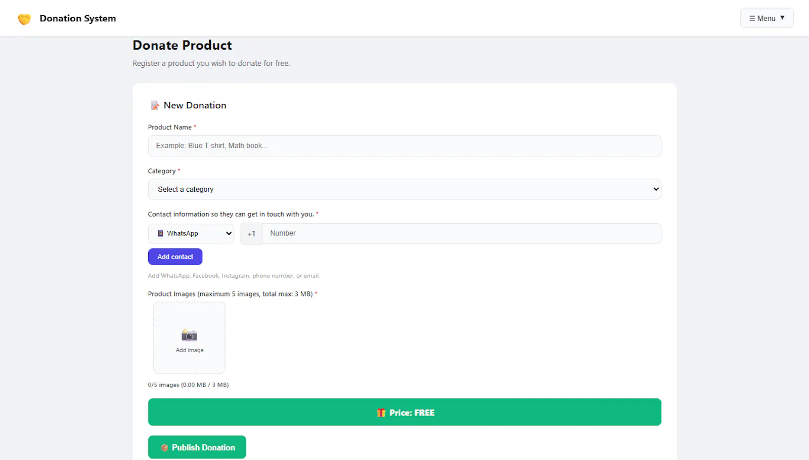 Donation System screenshot 1