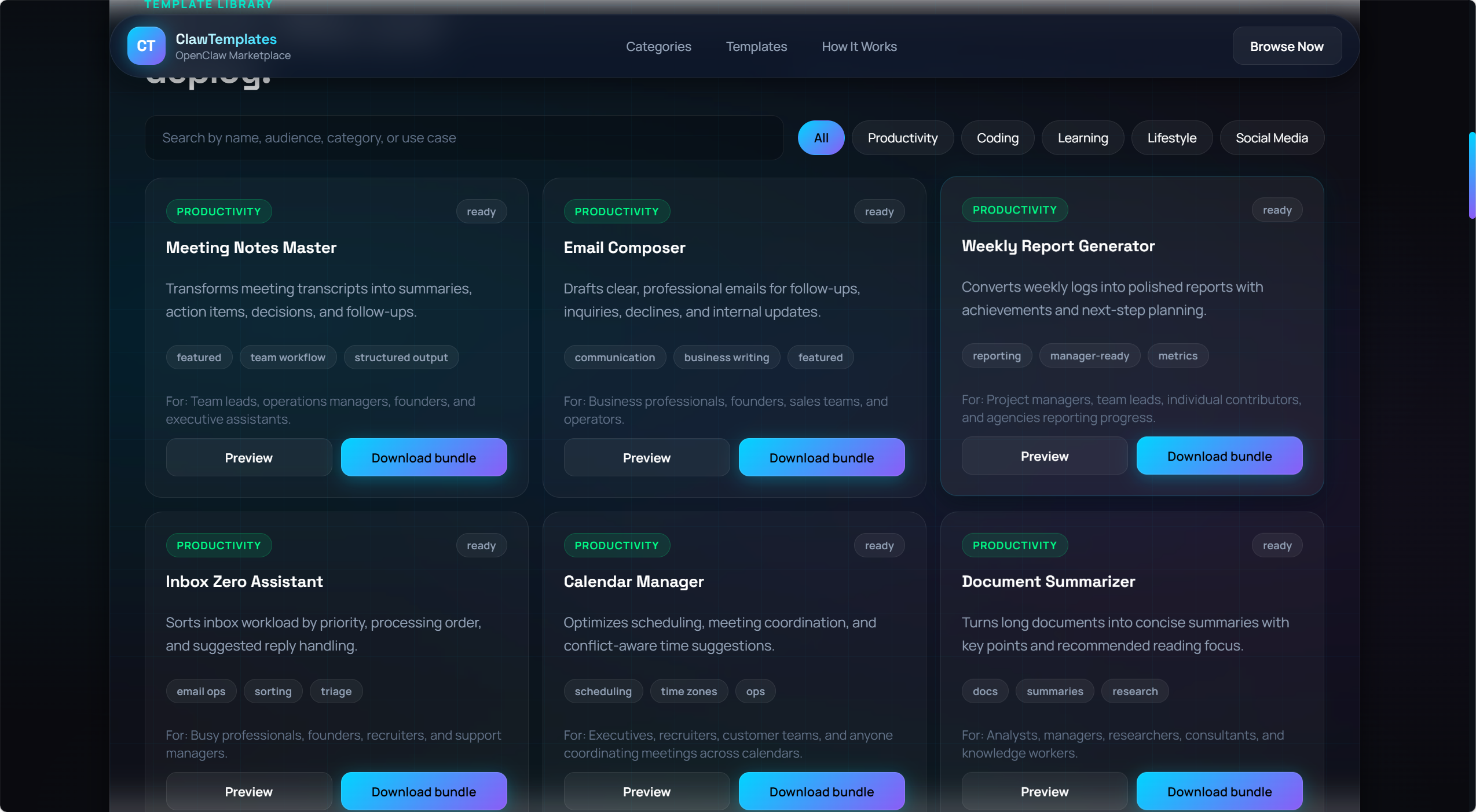 ClawTemplates gallery image