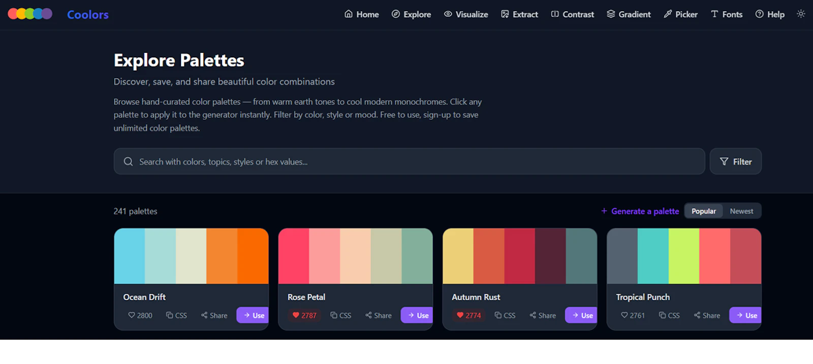 Coolors screenshot 2