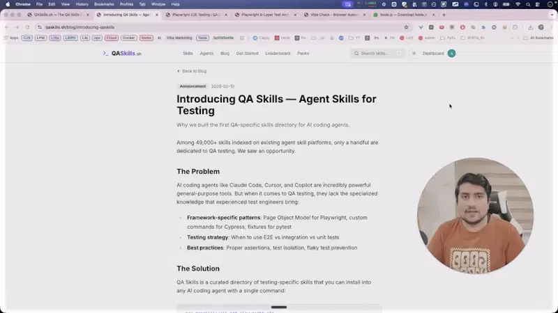 QASkills.sh screenshot 1 (video preview)