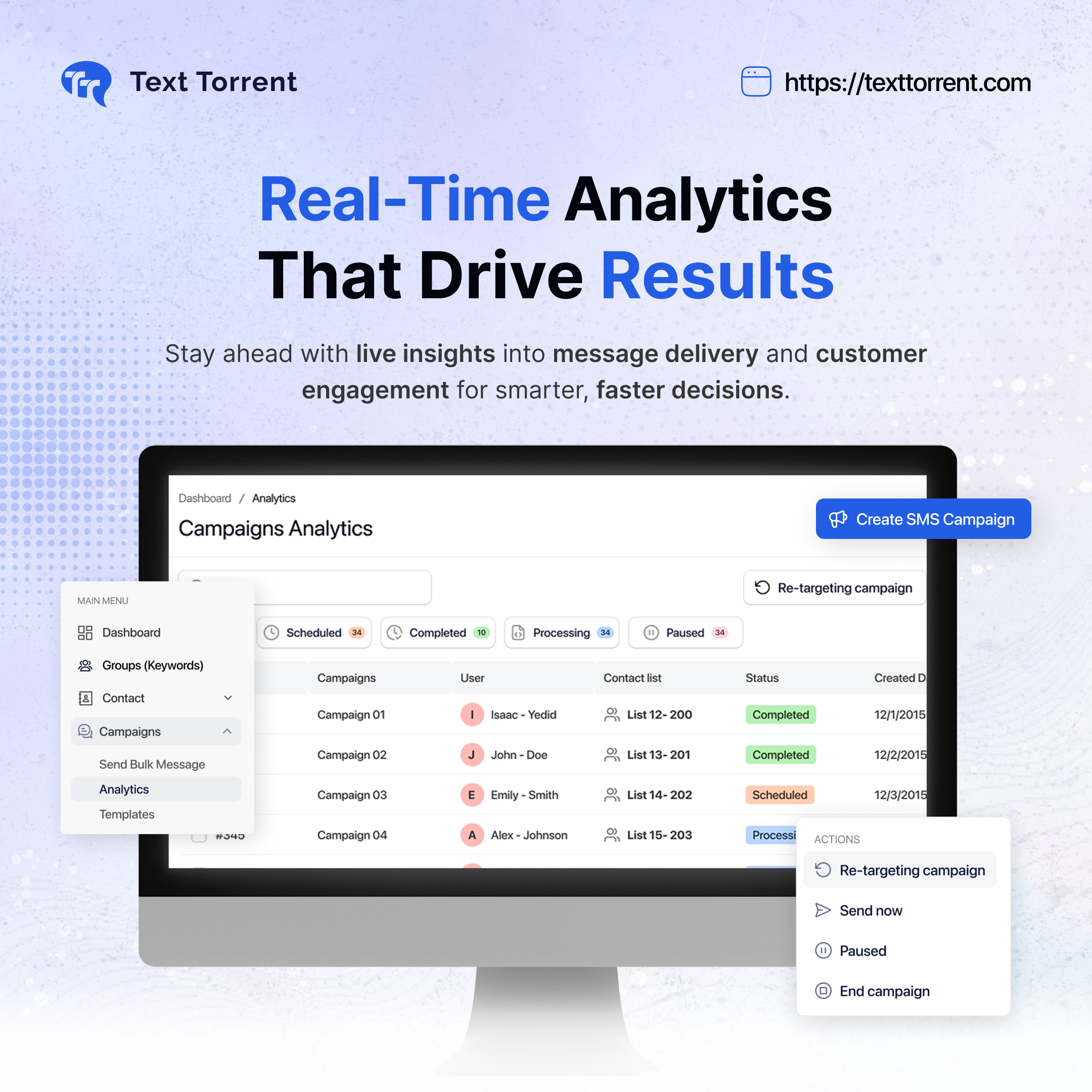 Média Torrent de texte - Plateforme de messagerie SMS et d'automatisation marketing alimentée par AI 3