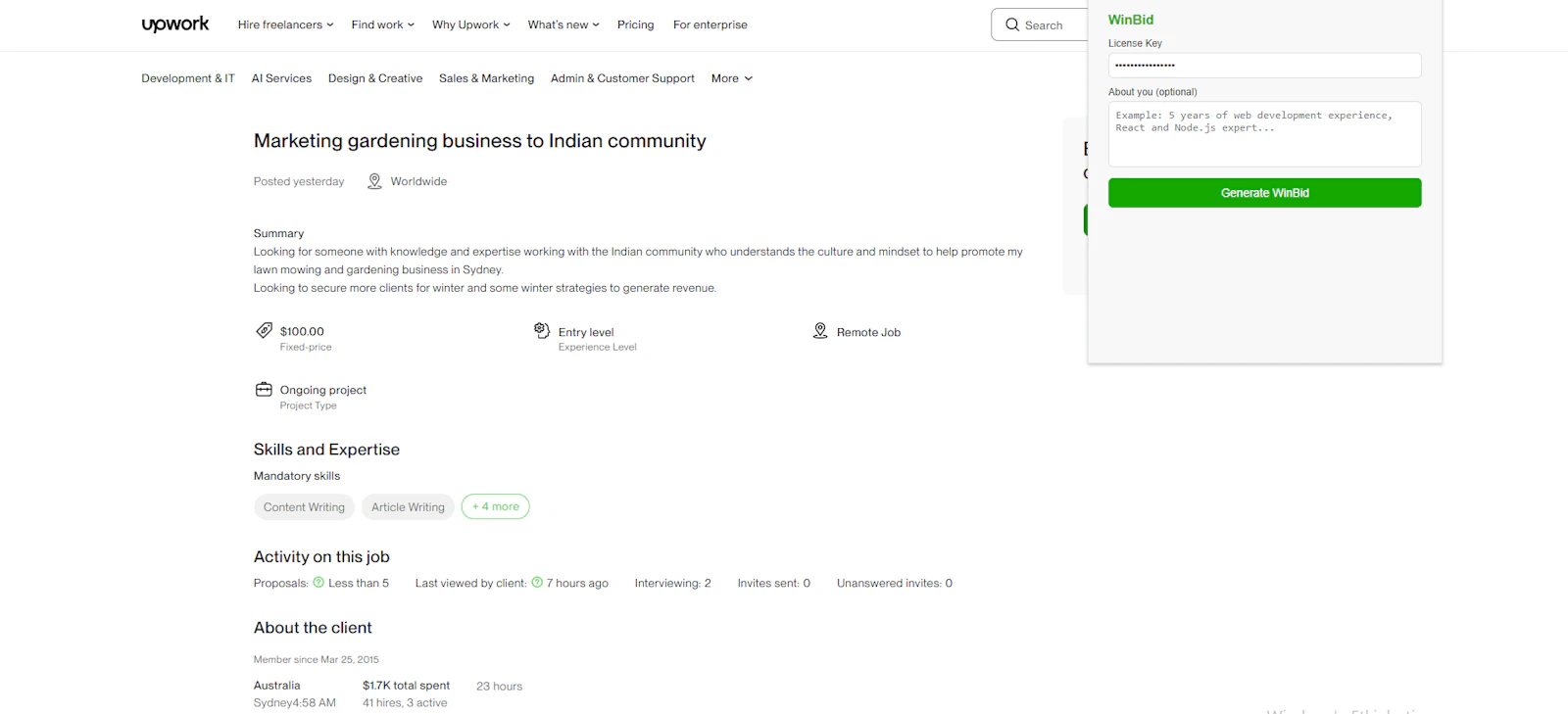 WinBid screenshot 1