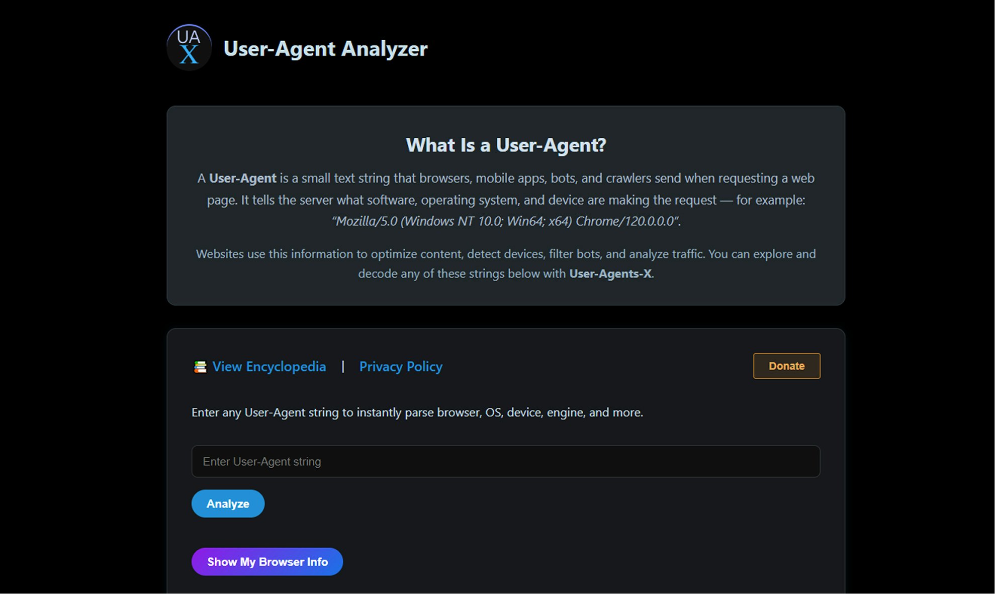 User-Agent Analyzer and Encyclopedia gallery image