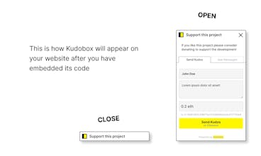 KudoBox - Подключайтесь к глобальной фан-базе, как никогда раньше, принимайте платежи и пожертвования в криптовалюте без проблем.