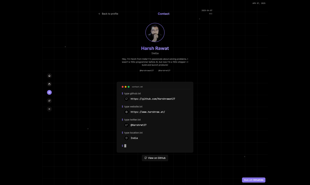 githubfolio - GitHub个人资料在3秒内访问投资组合网站。🚀媒体4