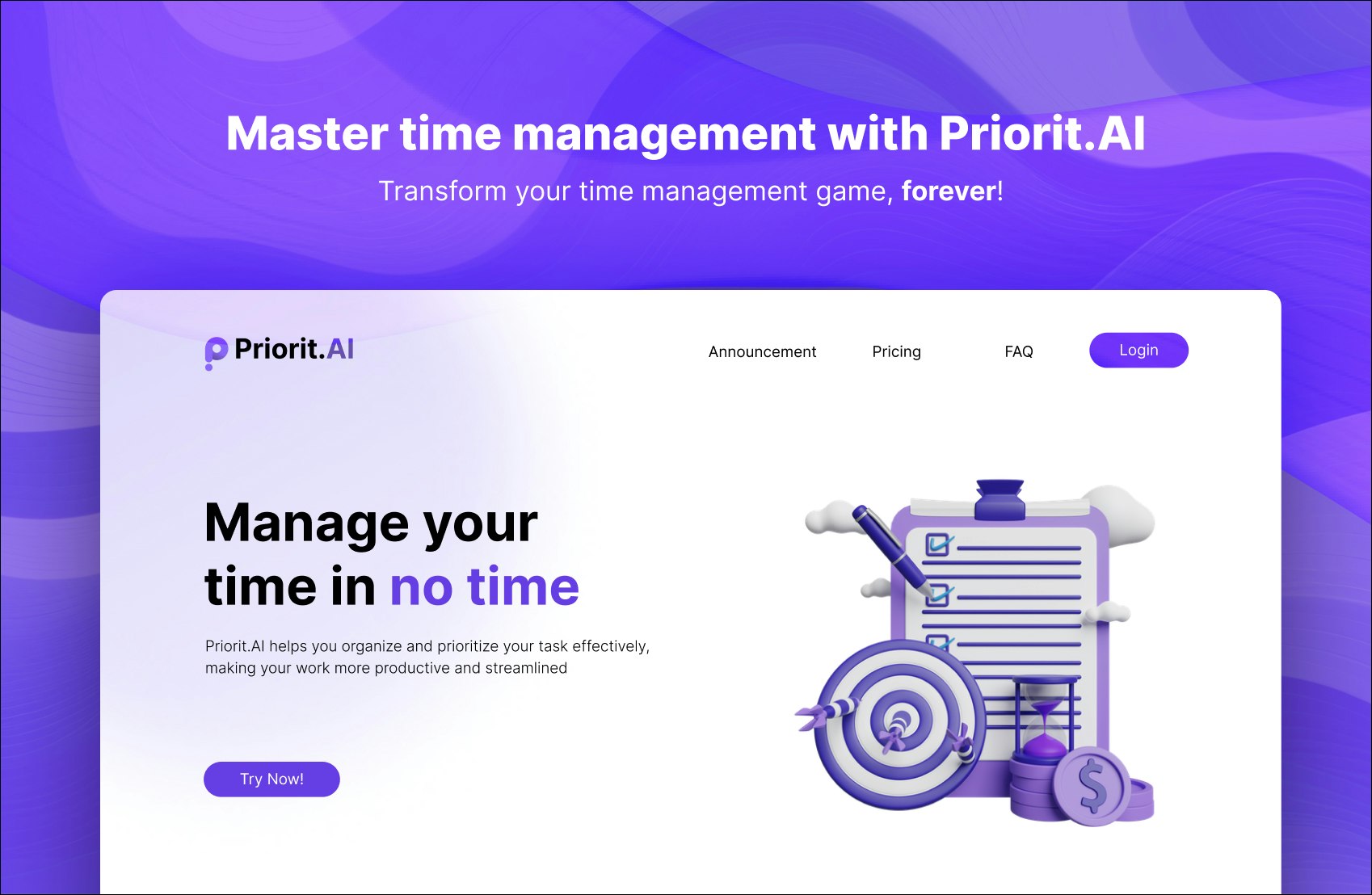 Mídia 1 de Priorit.AI - Gerencie seu tempo rapidamente