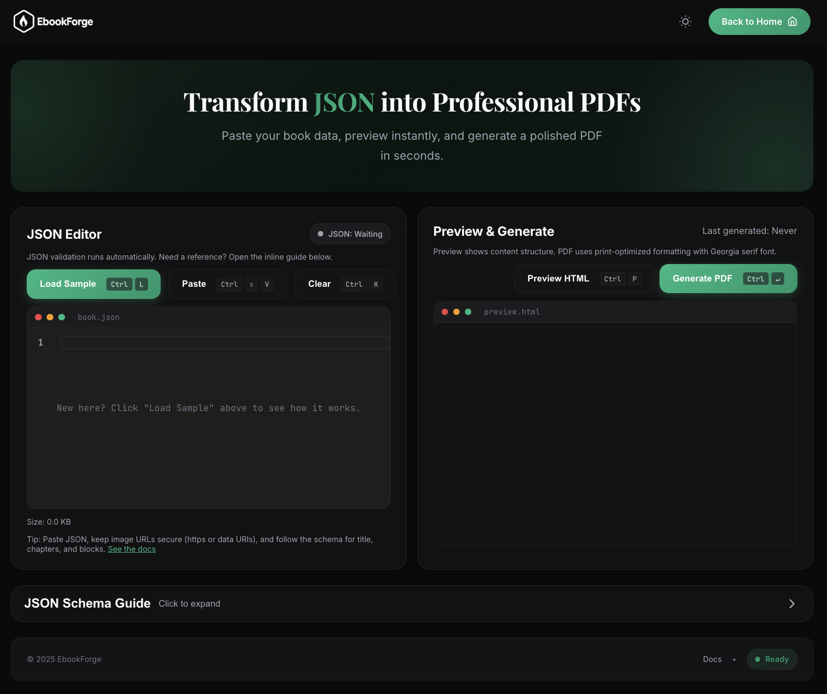 EbookForge.app - Screenshot 4 showing product features and functionality