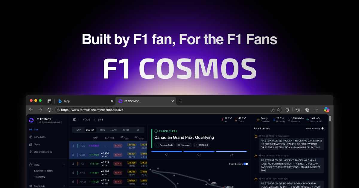 F1 Cosmos - F1 Dashboard e tempistica dal vivo media 1