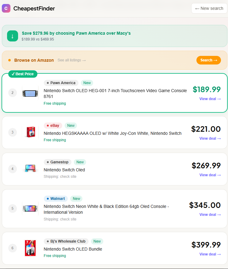CheapestFinder - Screenshot 3 showing product features and functionality