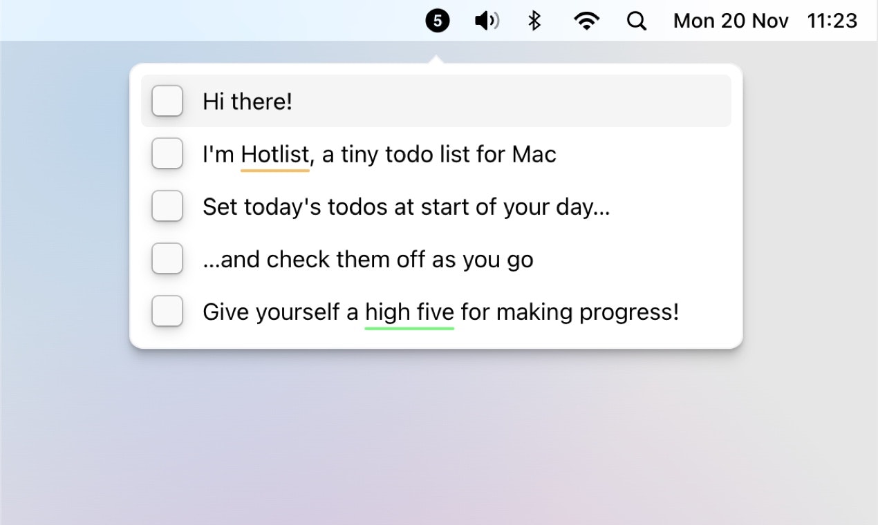 startuptile Hotlist-Manage your daily todos straight from your Mac menu bar