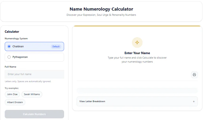 Free Name Numerology Calculator gallery image
