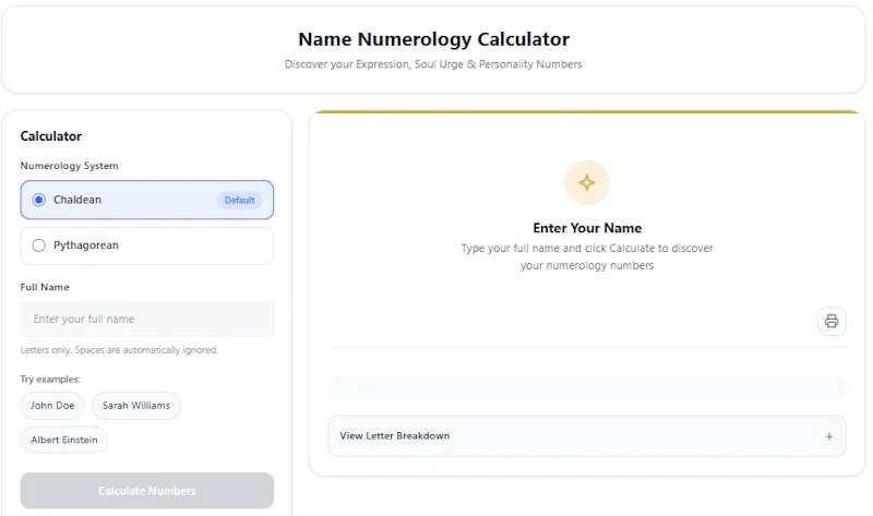 Free Name Numerology Calculator screenshot 1