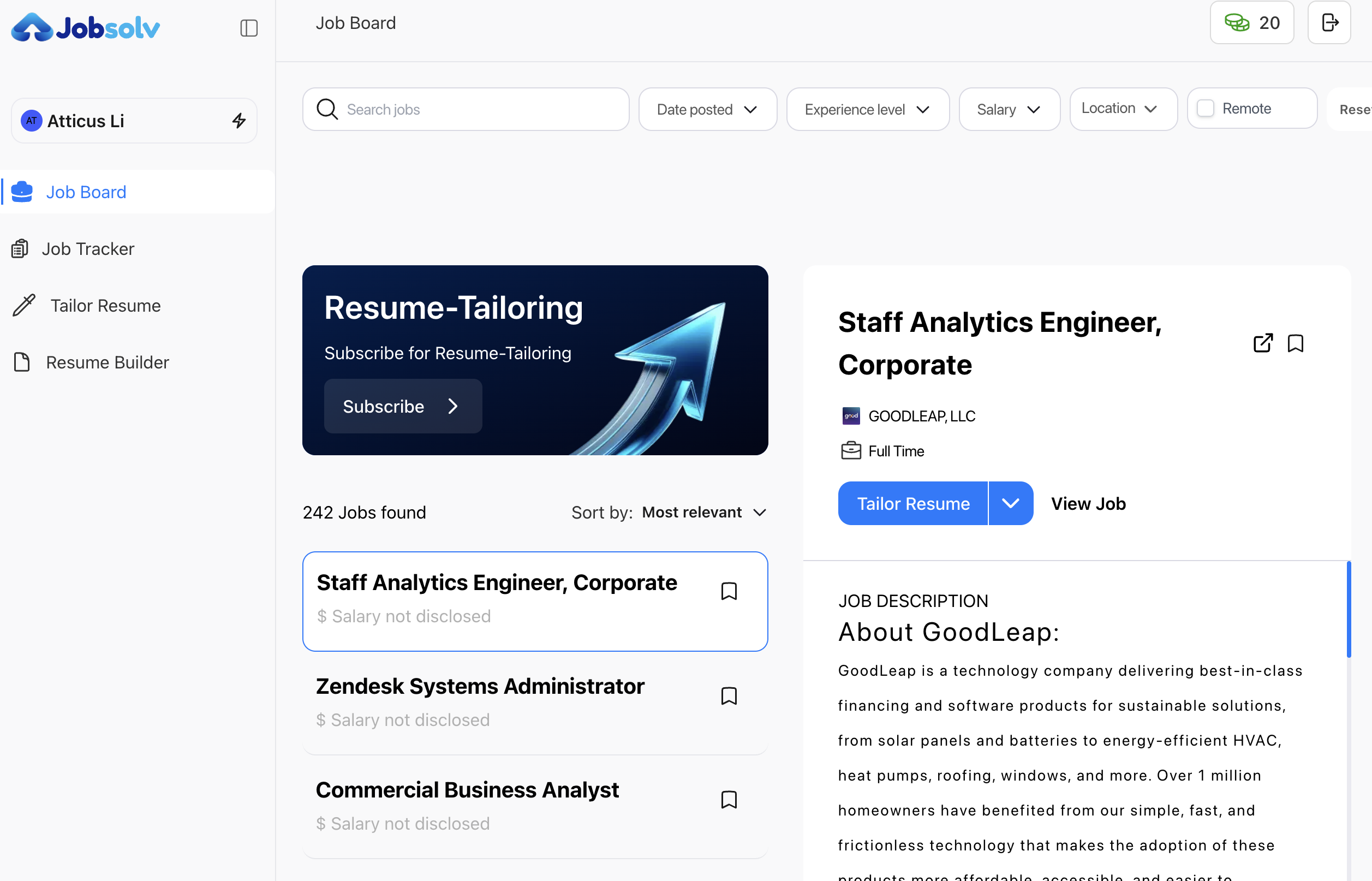 Jobsolv - Screenshot 2 showing product features and functionality