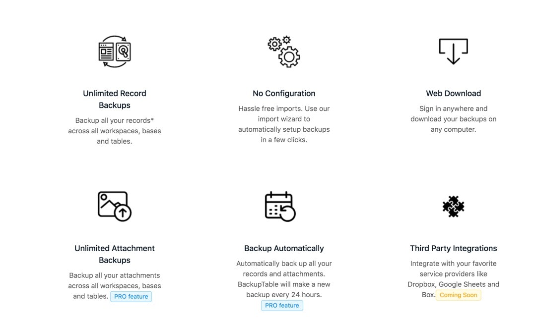 BackupTable gallery image