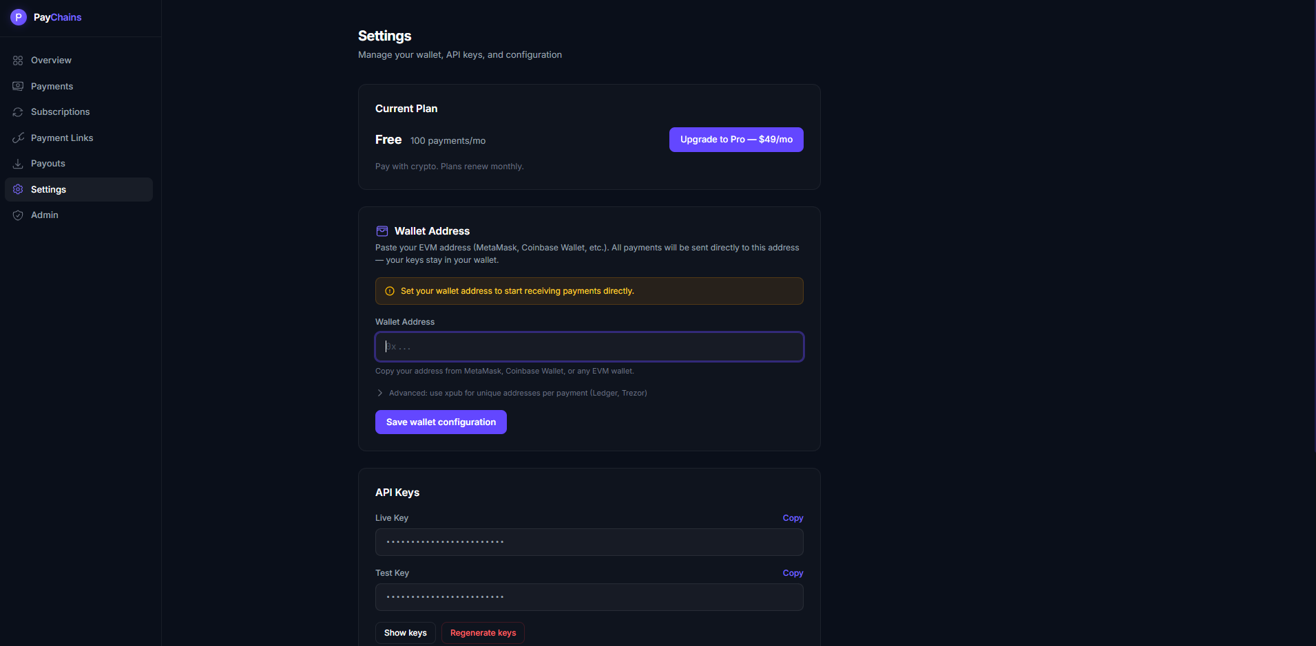 PayChains - Screenshot 2 showing product features and functionality