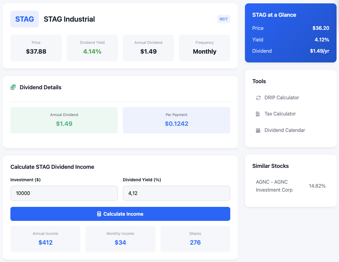 Dividend Calculator - Screenshot 2 showing product features and functionality