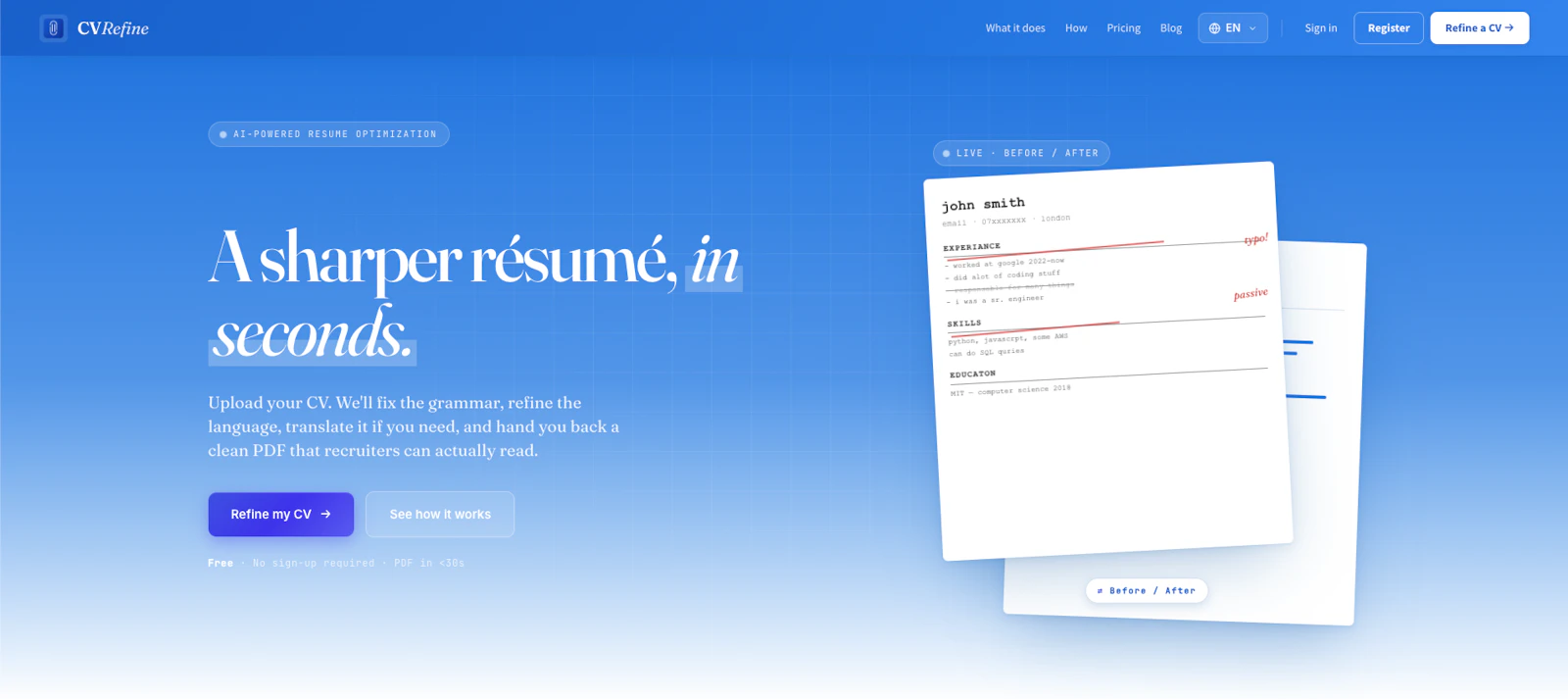 CVRefine screenshot 1