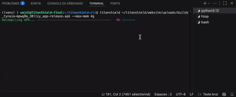 Titanshield -CLI - 免費的，免費的，開源的SAST掃描儀，用於Android，CI/CD友好 media 1