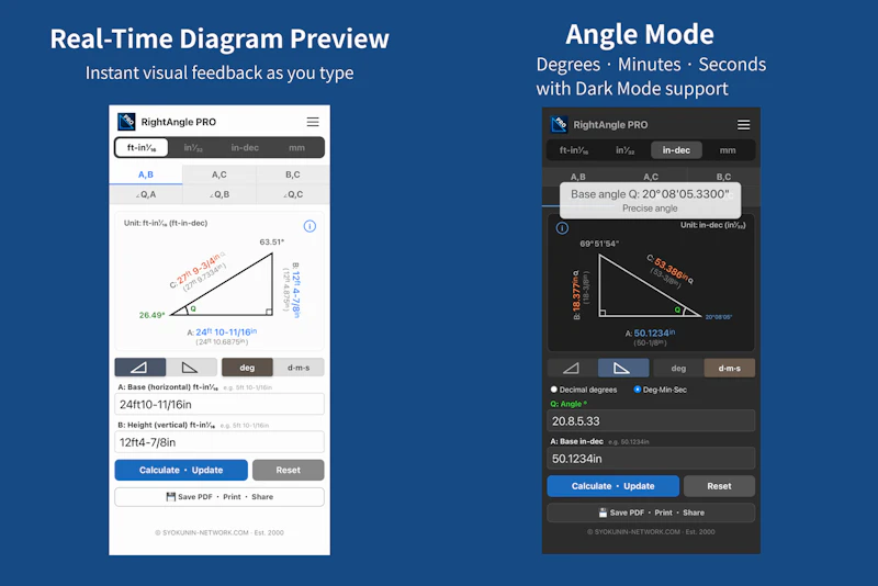 RightAngle PRO — Right Angle Calculator screenshot 1