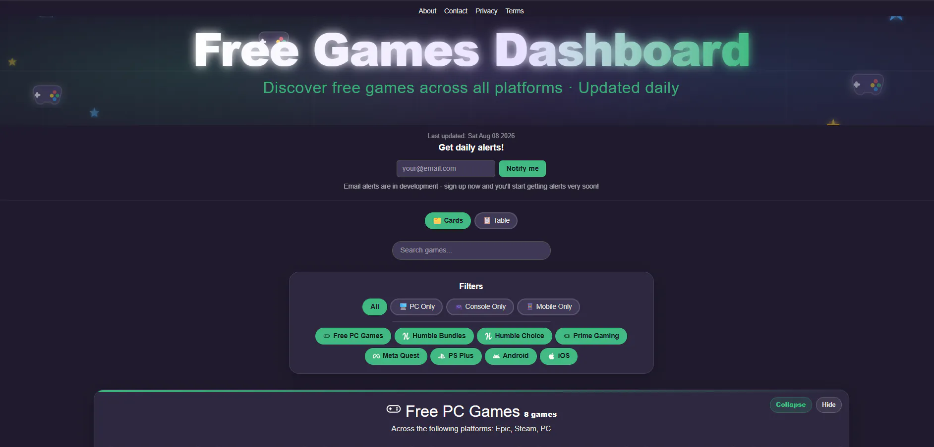 Free Games Dashboard gallery image
