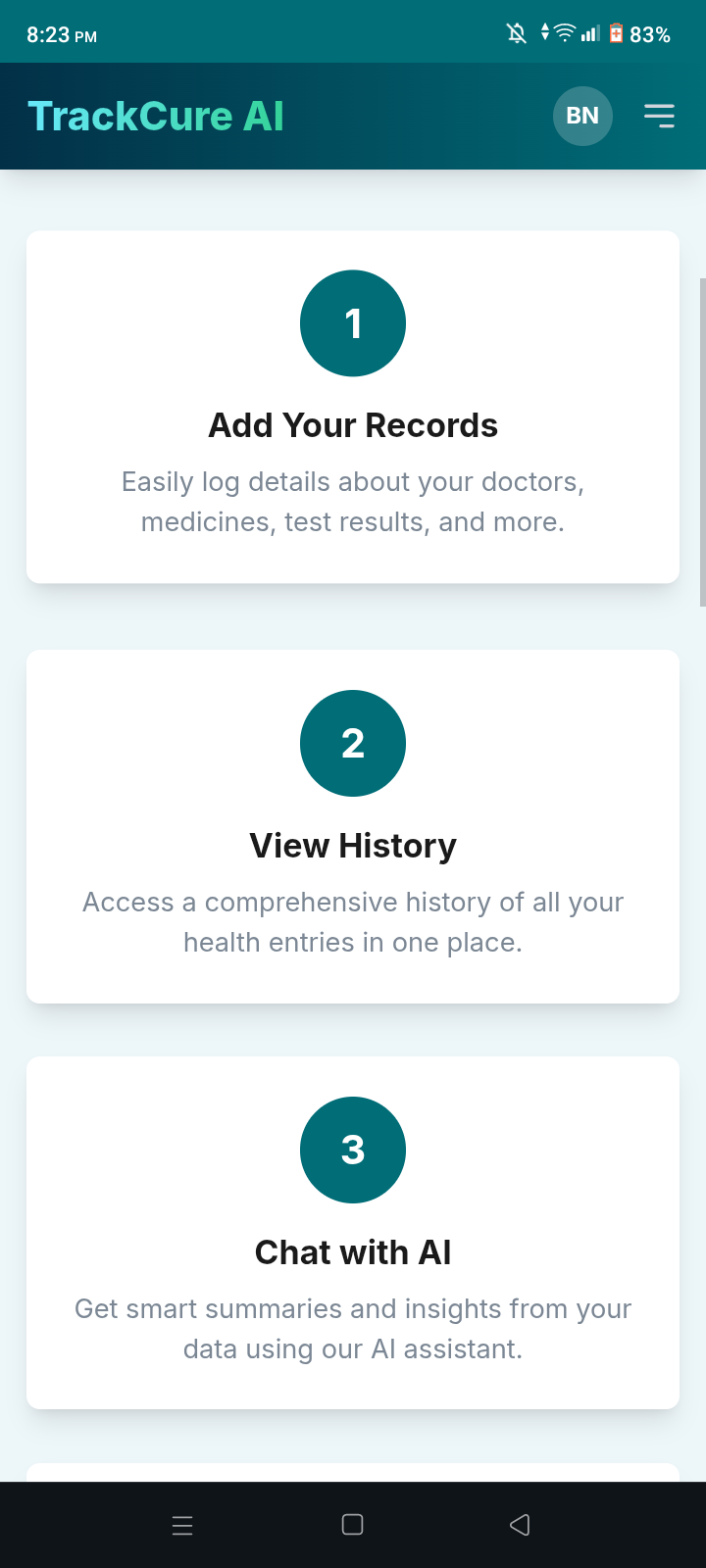 트랙 큐어 AI - 귀하의 개인 개인 AI Health Journal 미디어 6