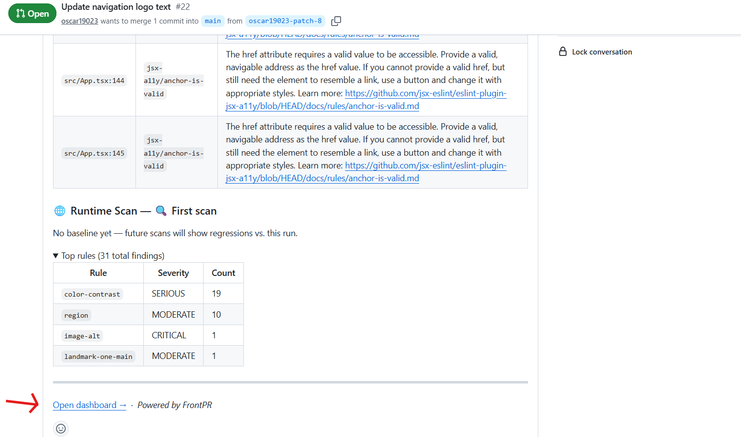 FrontPR — Accessibility scanner gallery image