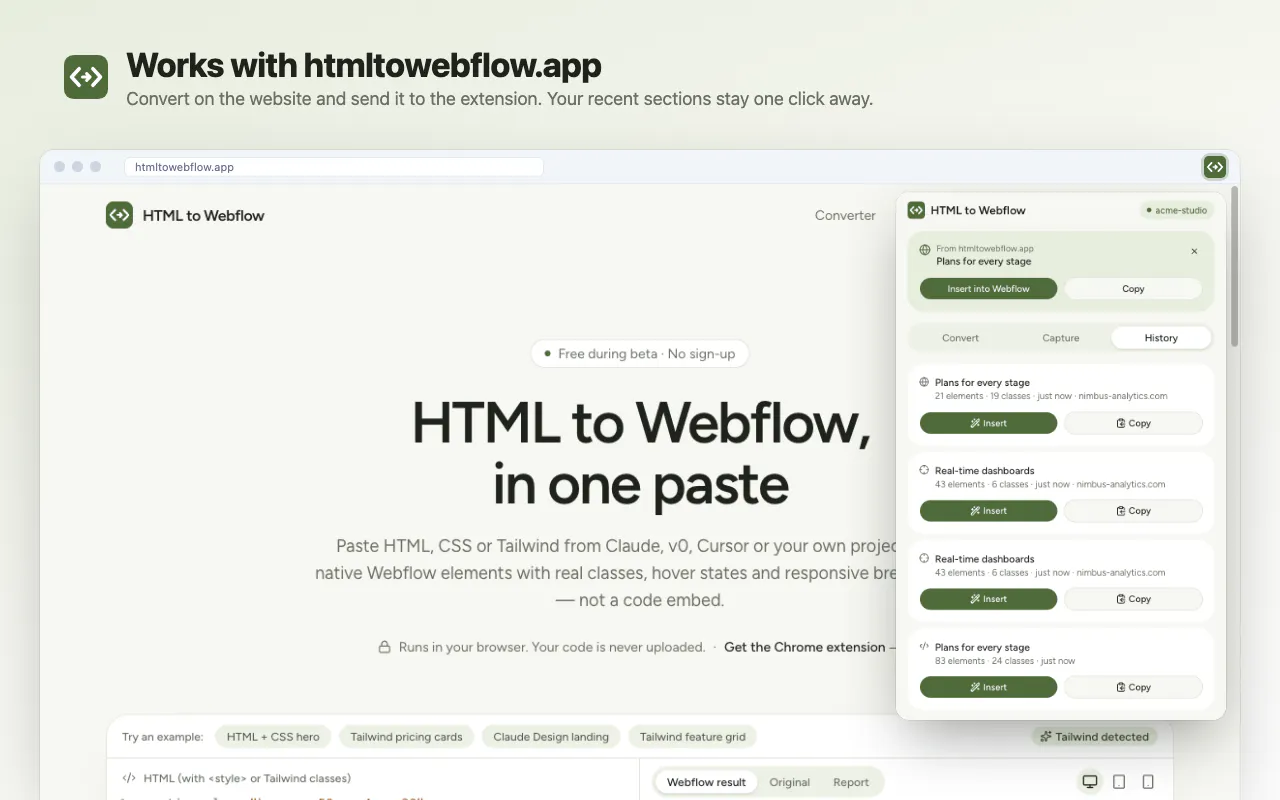HTML to Webflow gallery image