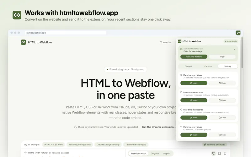 HTML to Webflow screenshot 2