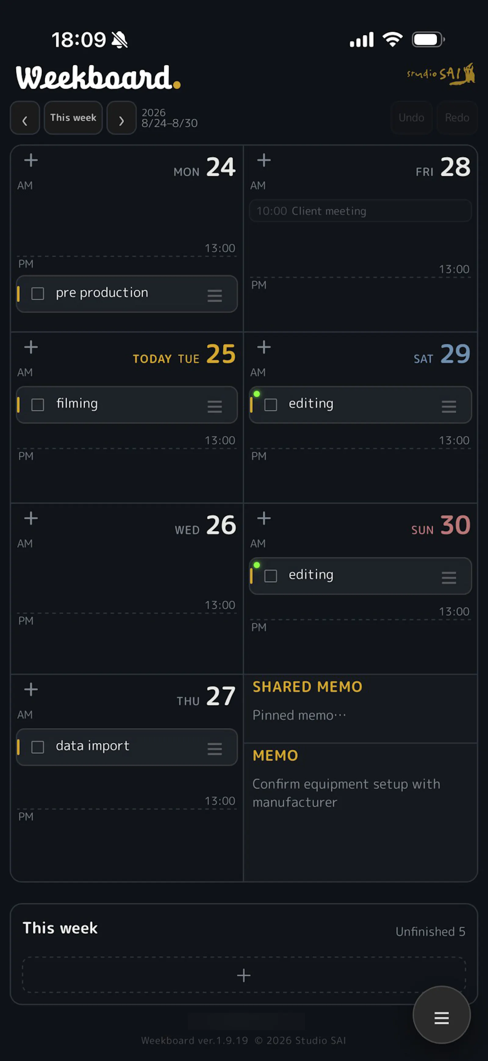 Weekboard screenshot 2