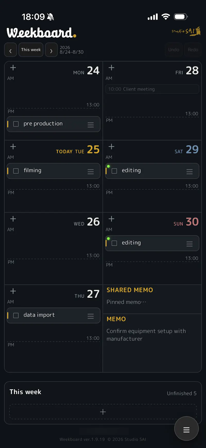 Weekboard screenshot 2
