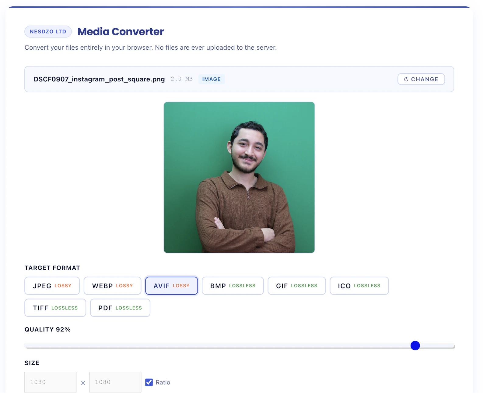 Free Browser Based Image Converter screenshot 1