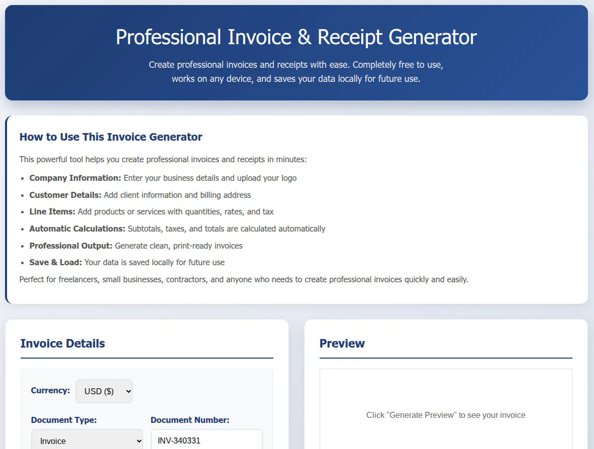 Free Online Invoice Generator gallery image