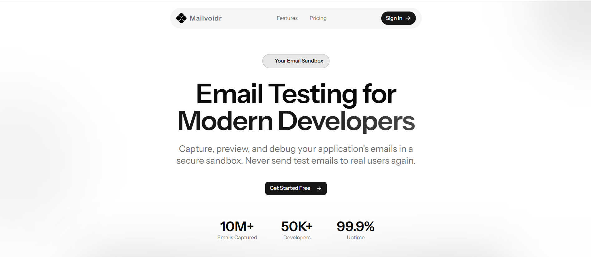 Mailvoidr - Screenshot 2 showing product features and functionality
