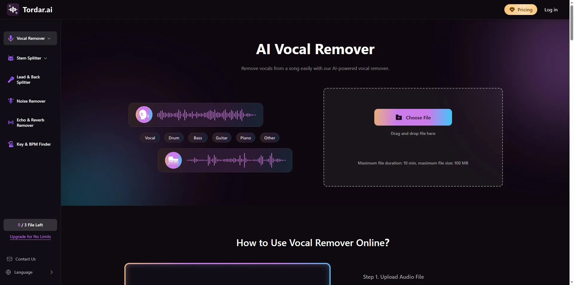 Tordar AI Vocal Remover 项目横幅
