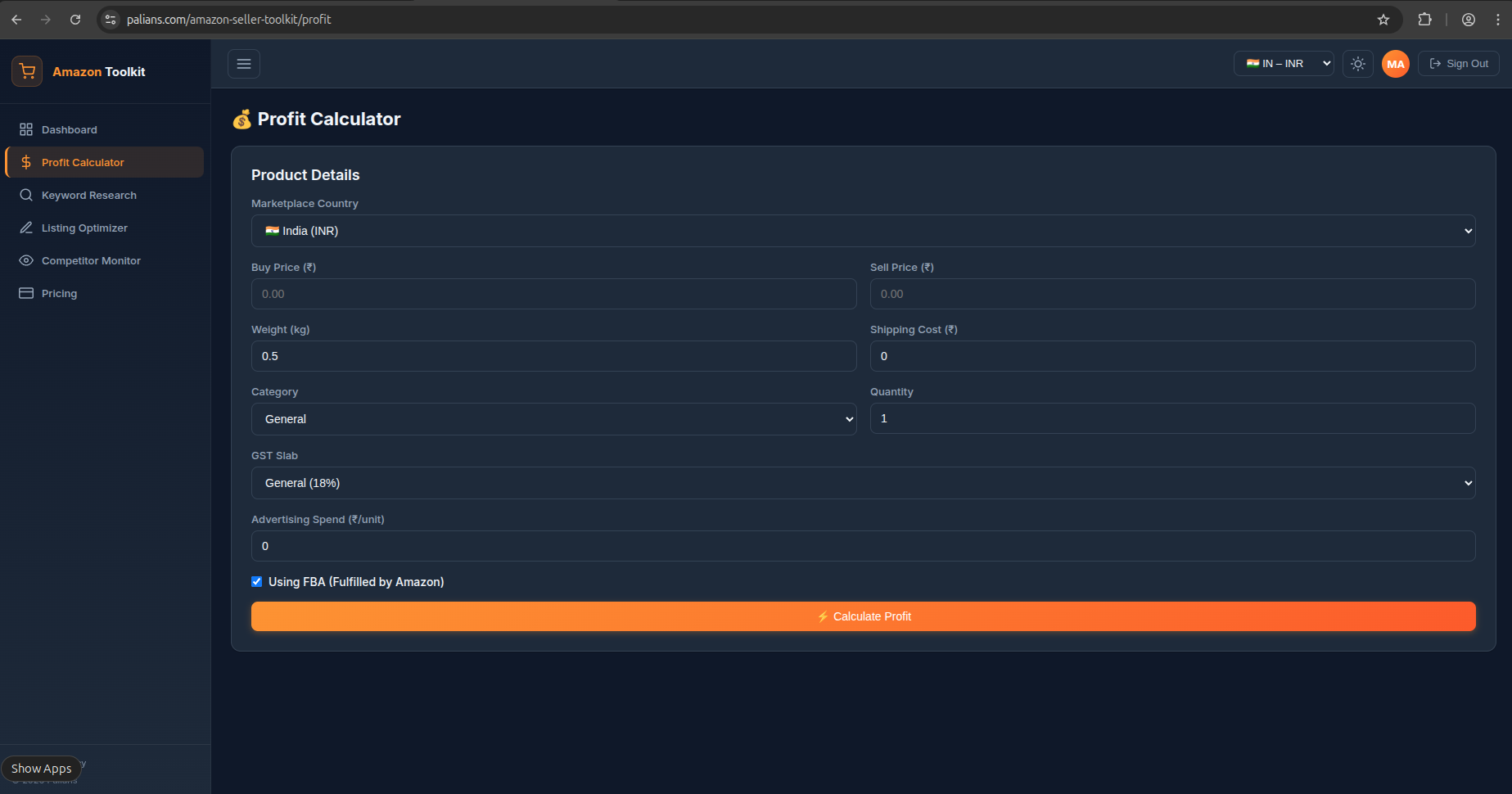 Amazon Seller Toolkit - Main product screenshot demonstrating key features and user interface