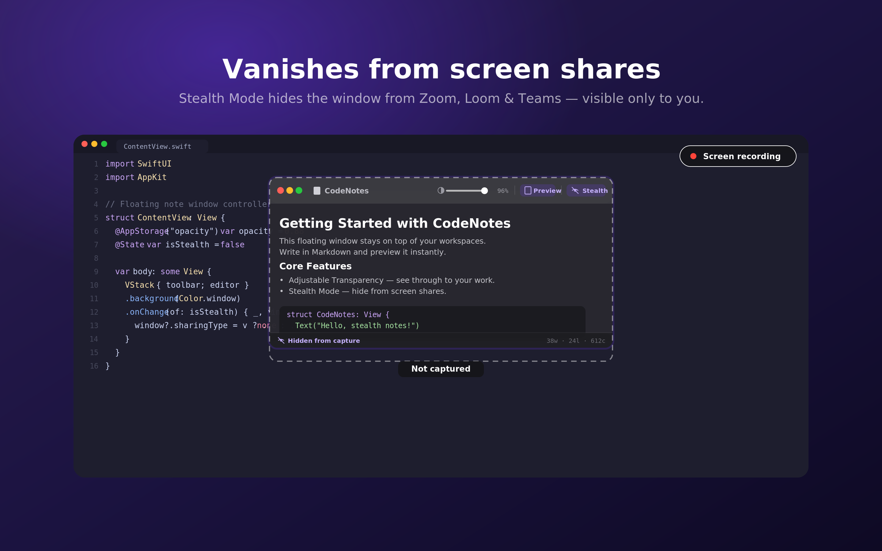 CodeNotes | The Stealth Floating Notepad gallery image