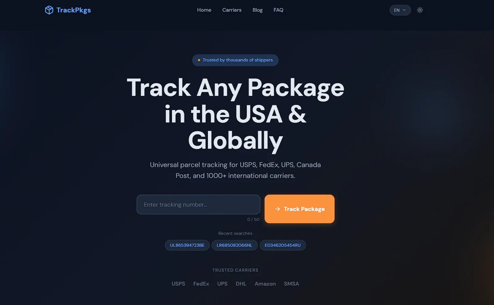 Trackpkgs screenshot 1
