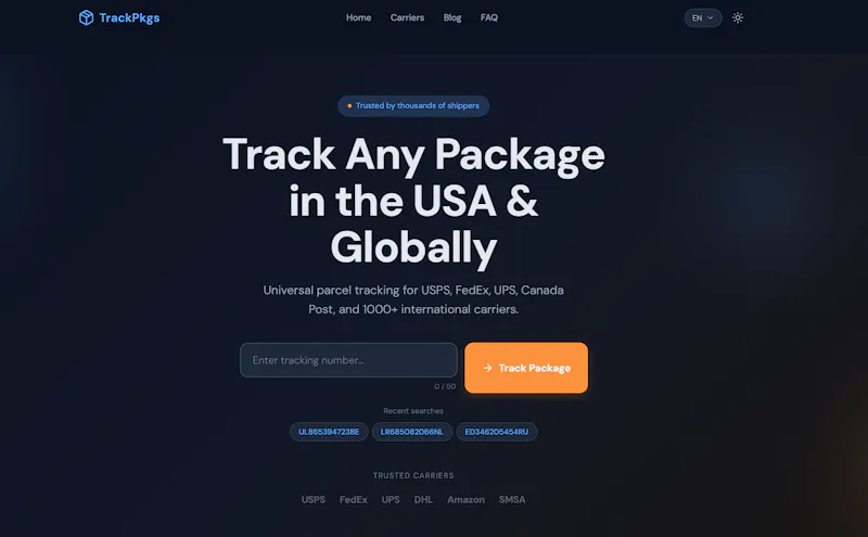 Trackpkgs screenshot 1