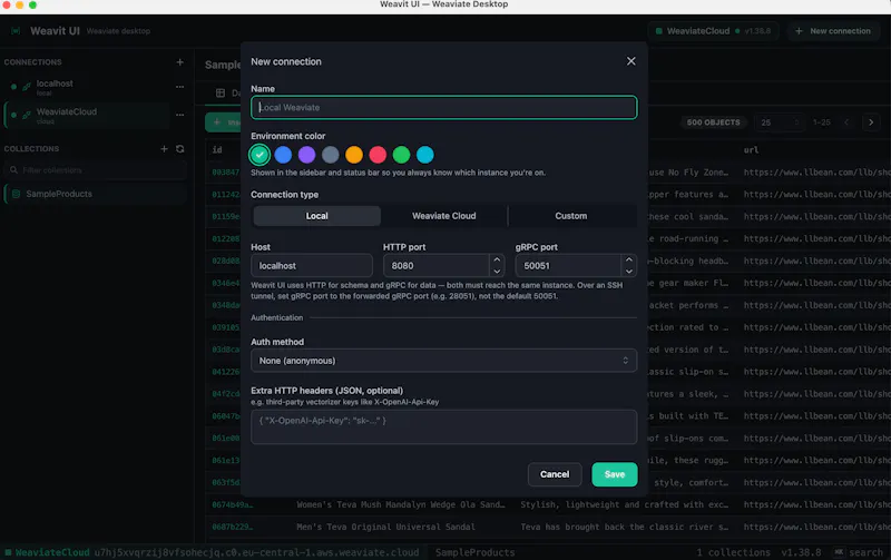 Weavit UI screenshot 2