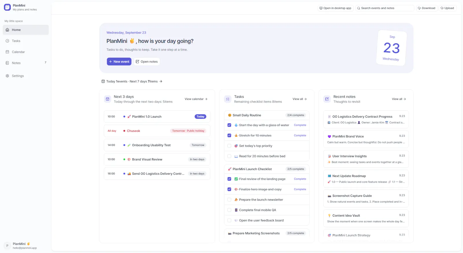 PlanMini screenshot 1
