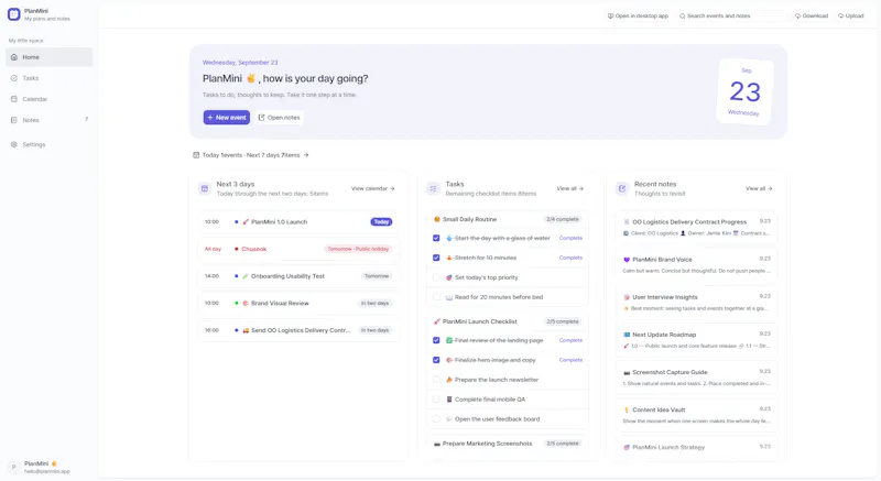 PlanMini screenshot 1