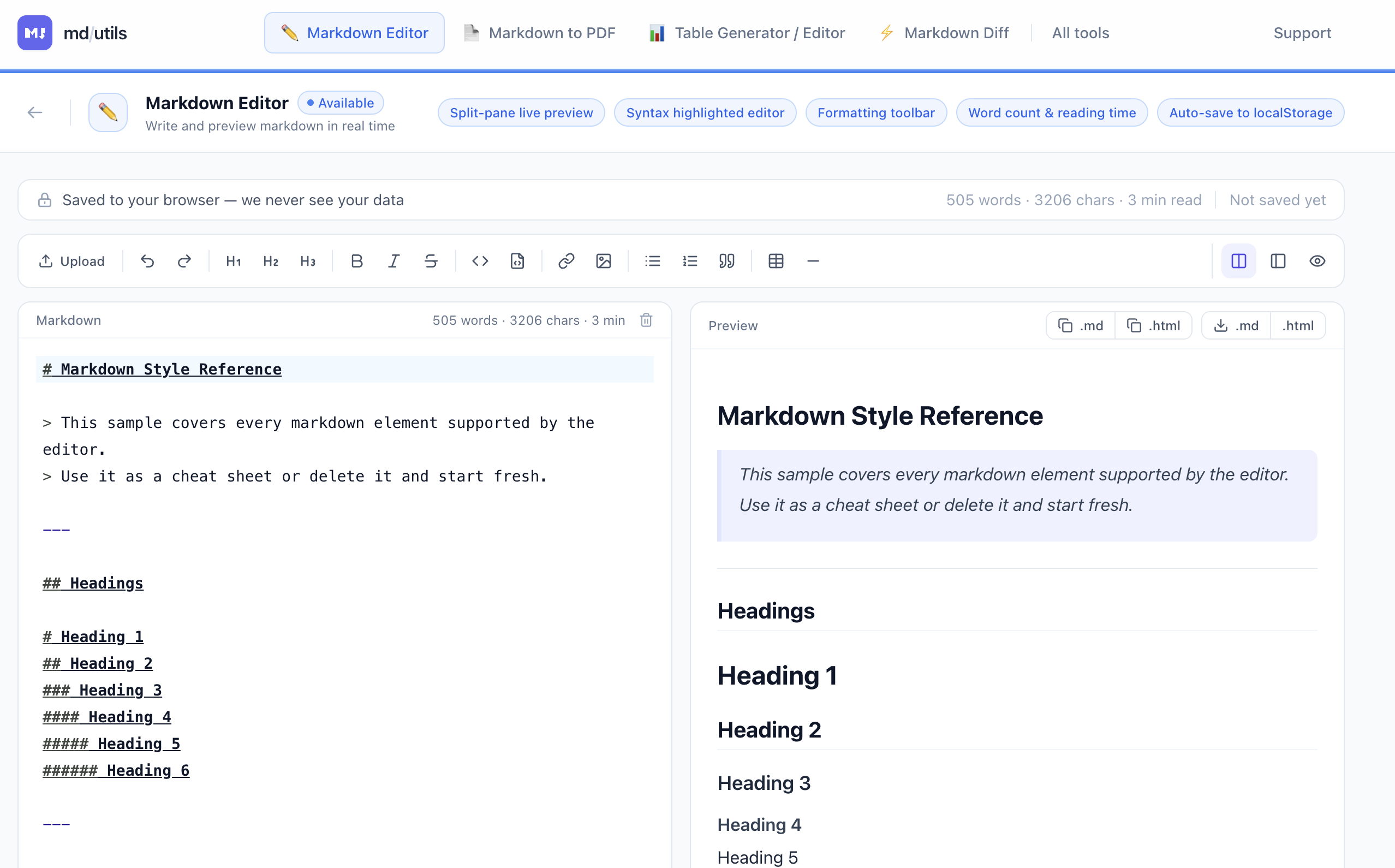 Markdown Tools — PDF Export & Editor gallery image