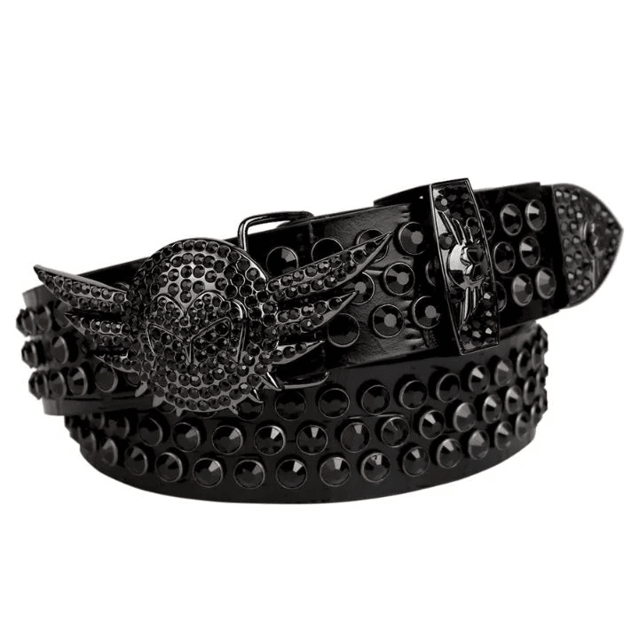 BB Simon Belts Shop - Schwarzer Riemen mit schwarzem Stallgürtel Medien 1