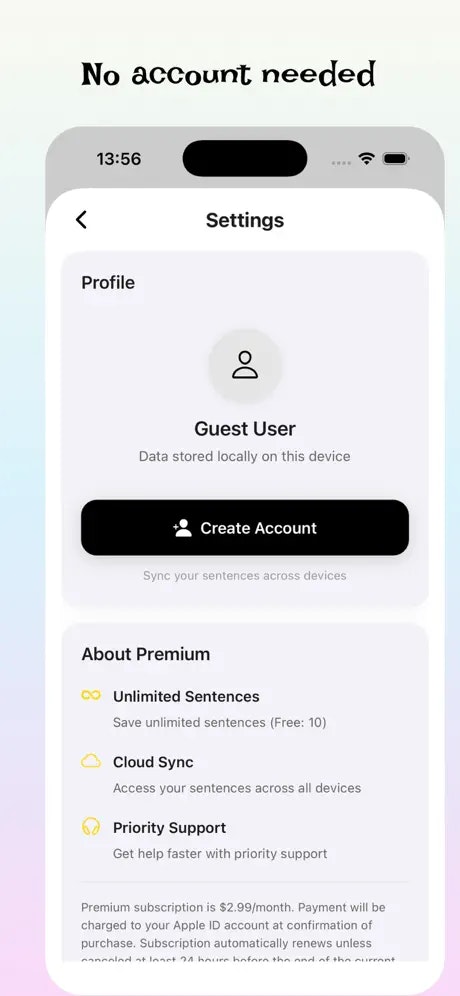 My sentence archive - Screenshot 4 showing product features and functionality