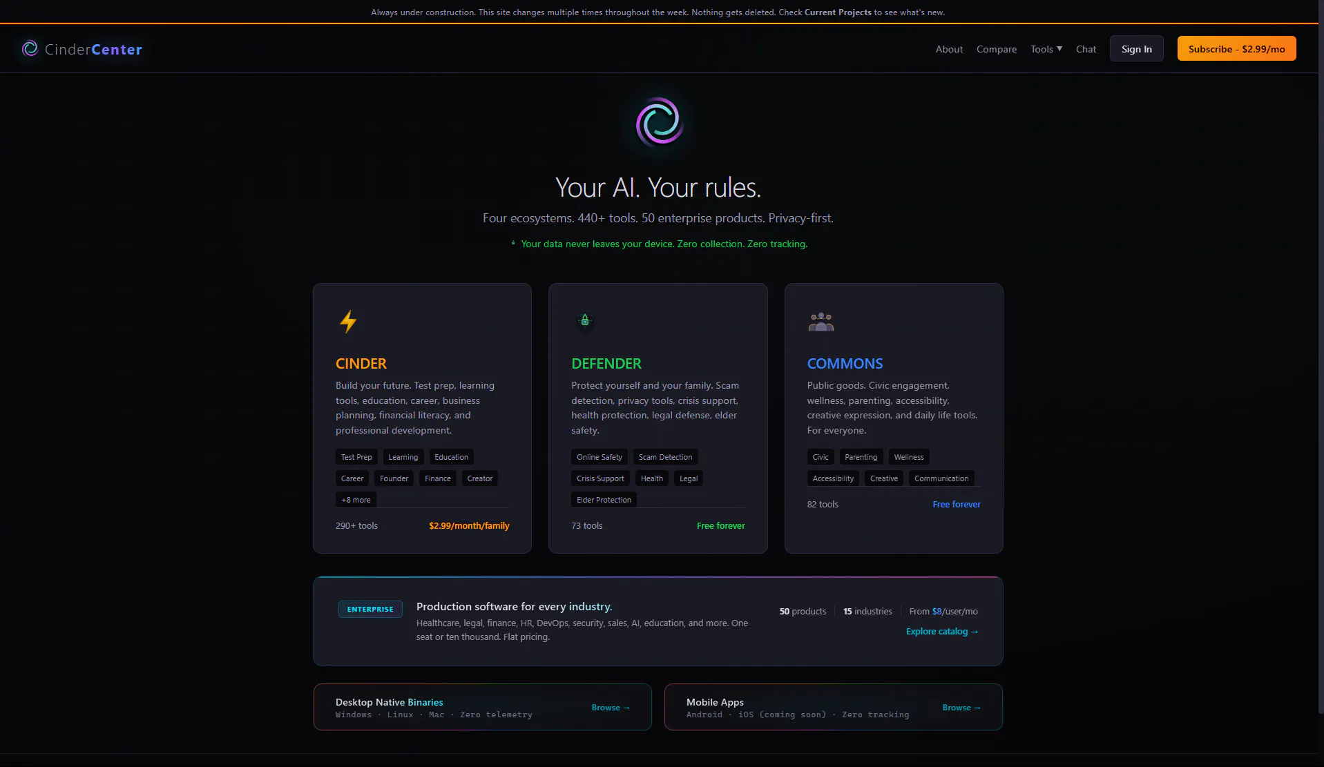 CinderCenter product banner