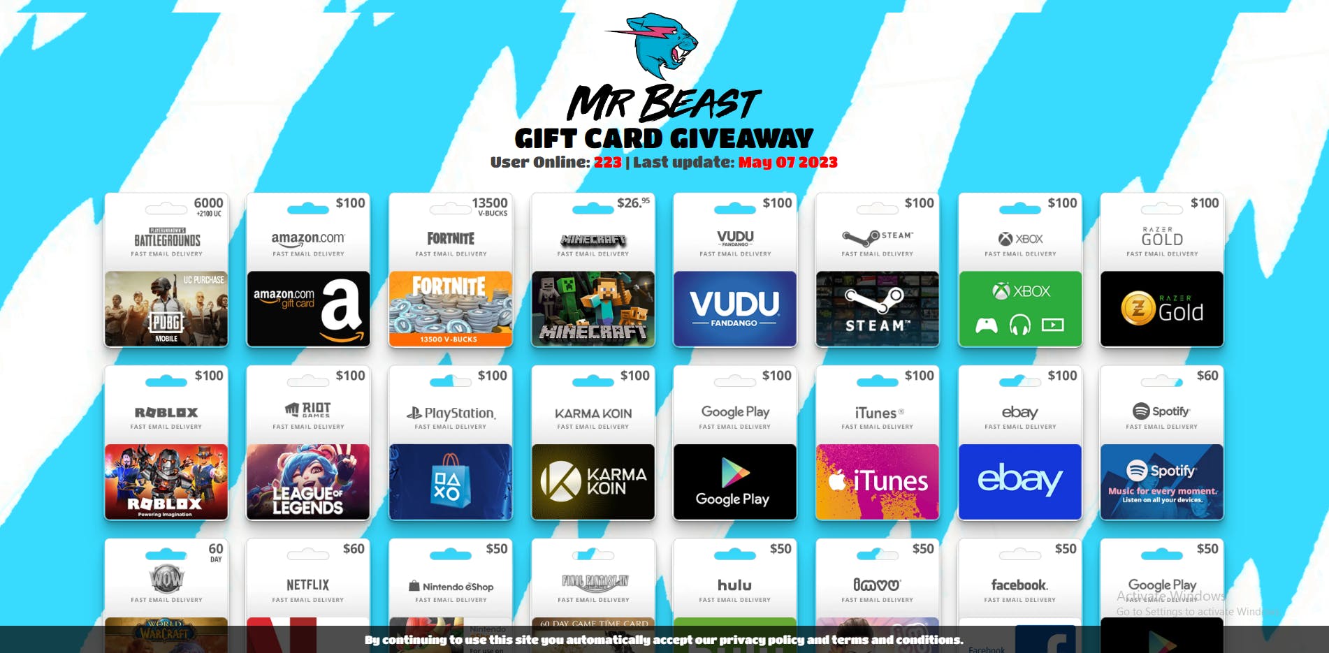 Mr.Beast Gift Cards Giveaway media 1