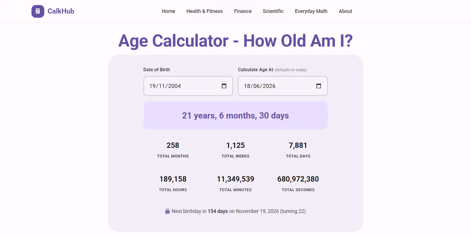  CalkHub Age Calculator screenshot 2